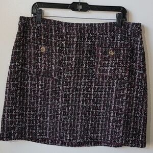 LOFT Boucle Pocket Shift Skirt Size 14 Classic Plum